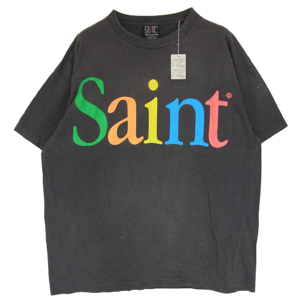 SAINT MICHAEL セントマイケル 24SS SNM-YS3-0000-001 COLOFUL SS TEE カラフル ロゴ プリント 半袖 Tシャツ チャコール系 XXL【中古】