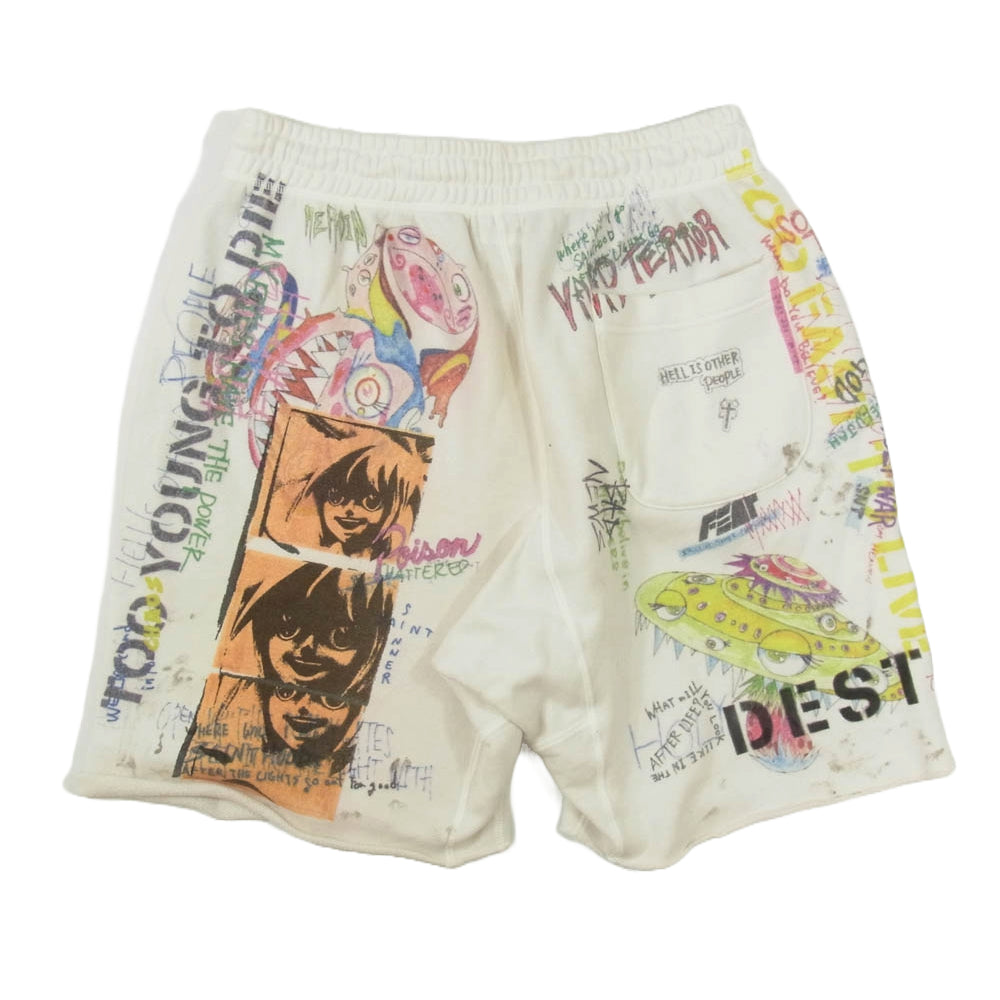 SAINT MICHAEL セントマイケル 21AW SM-A21-0000-070 村上隆 TAKASHI MURAKAMI GRAFF SWEAT SHORT PANTS スウェット ショート パンツ ホワイト系 M【中古】