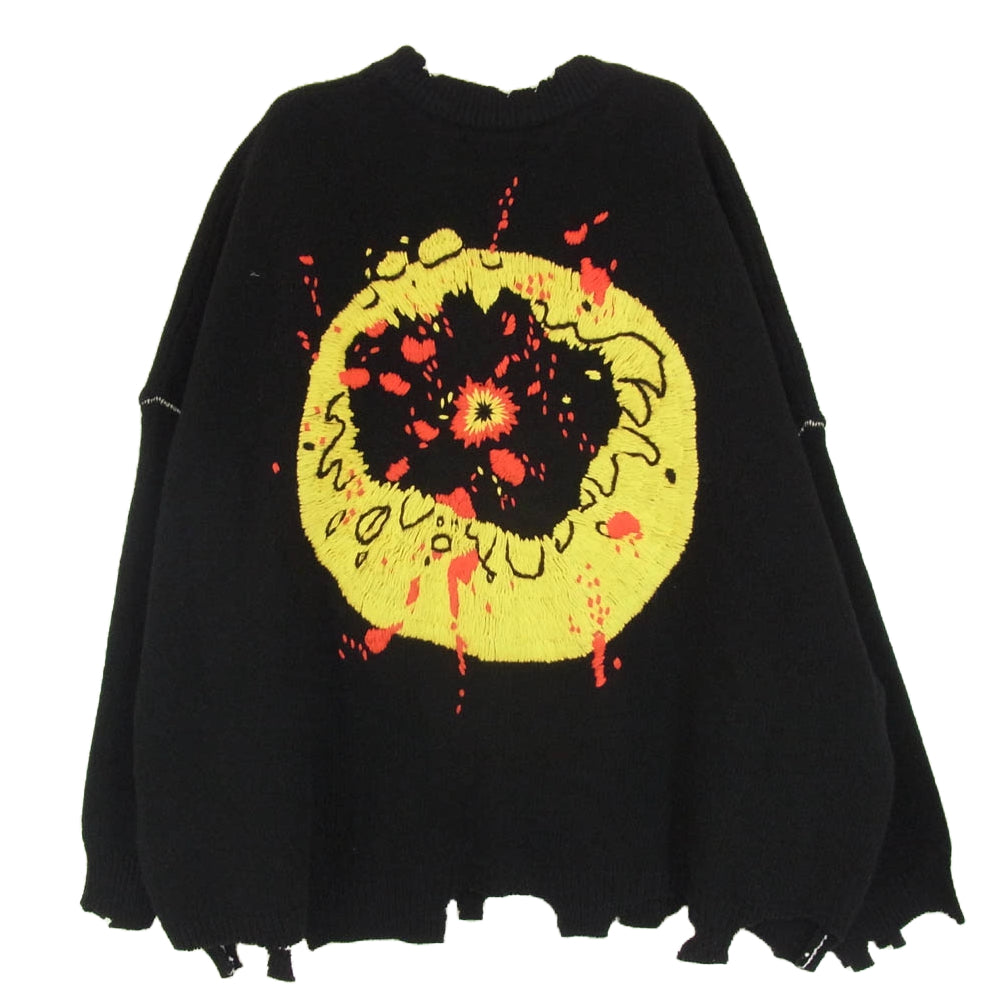 SAINT MICHAEL セントマイケル 24AW SM-YS1-0000-C07 Cactus Plant Flea Market CP CREW NECK KNIT カクタス プラント フリー マーケット クルーネック ダメージ ニット ブラック系 XL【美品】【中古】