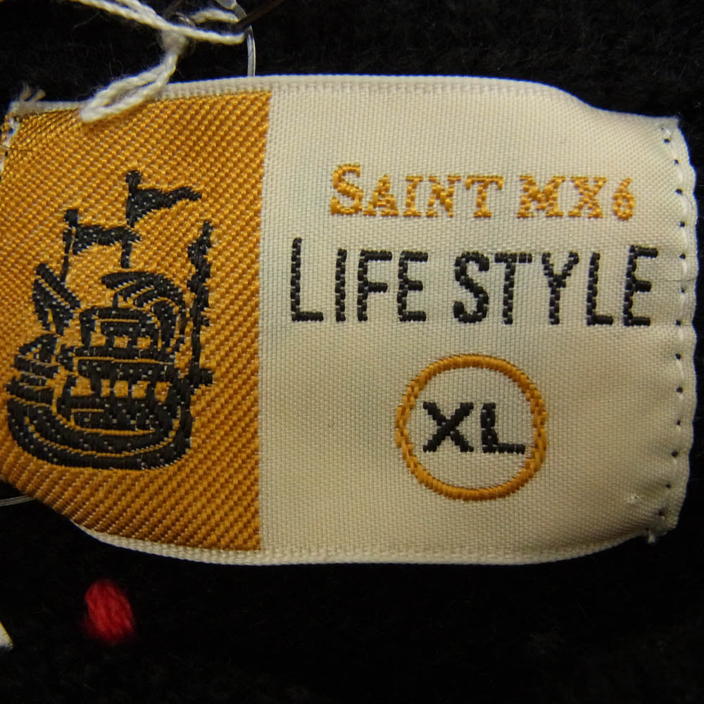 SAINT MICHAEL セントマイケル 24AW SM-YS1-0000-C07 Cactus Plant Flea Market CP CREW NECK KNIT カクタス プラント フリー マーケット クルーネック ダメージ ニット ブラック系 XL【美品】【中古】