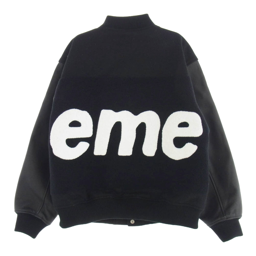 Supreme シュプリーム 24SS Big Logo Chenille Varsity Jacket Black ビッグロゴ シェニール バーシティジャケット スタジアムジャケット スタジャン ブラック系 L【中古】