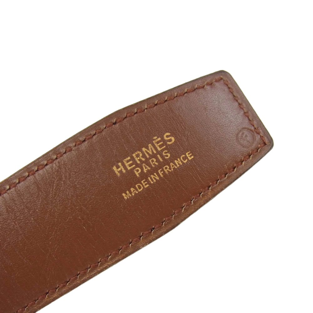 HERMES エルメス 馬車ロゴ リバーシブル レザー ベルト ブラウン系【中古】