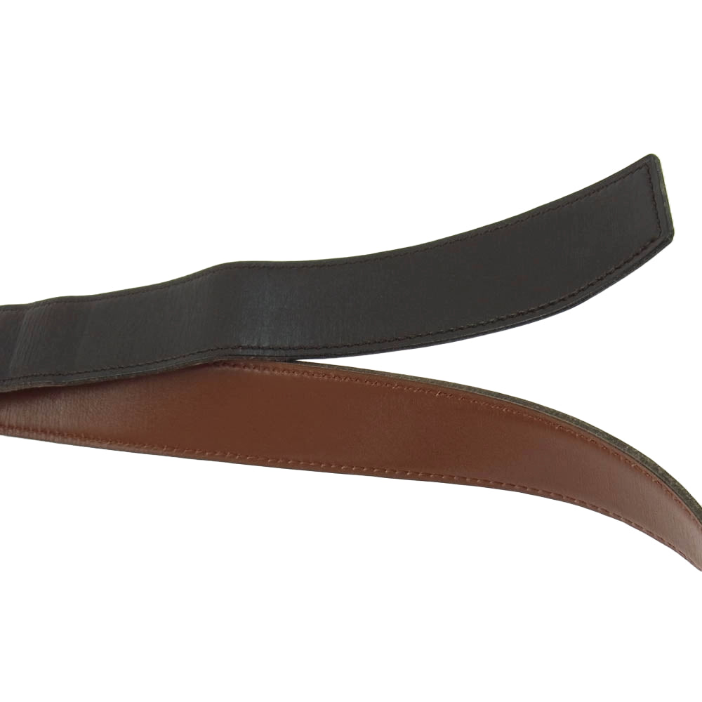 HERMES エルメス 馬車ロゴ リバーシブル レザー ベルト ブラウン系【中古】