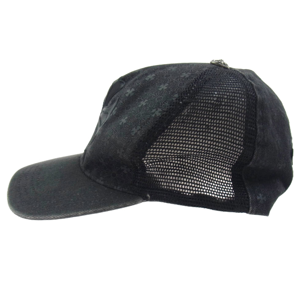 CHROME HEARTS クロムハーツ（原本無） CHプラス レザーパッチ プリント クロスボール メッシュ キャップ ブラック系【中古】