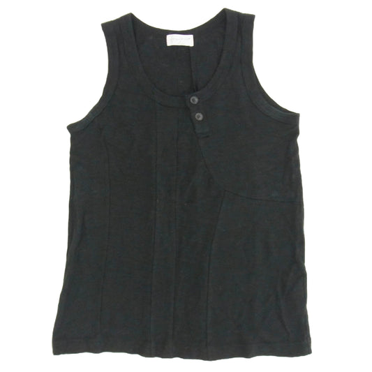 Yohji Yamamoto POUR HOMME ヨウジヤマモトプールオム HB-T17-371 リネン ヘンリーネック タンクトップ ノースリーブ ブラック系 3【中古】