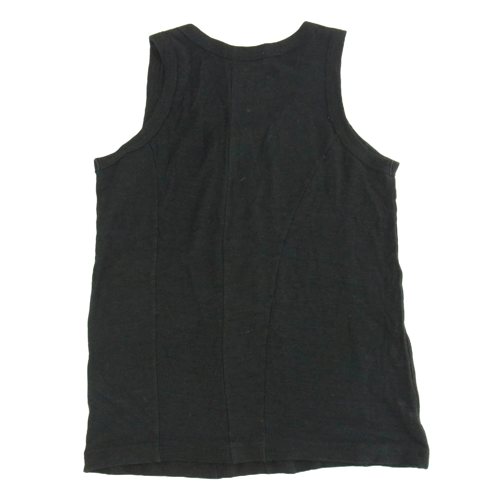 Yohji Yamamoto POUR HOMME ヨウジヤマモトプールオム HB-T17-371 リネン ヘンリーネック タンクトップ ノースリーブ ブラック系 3【中古】