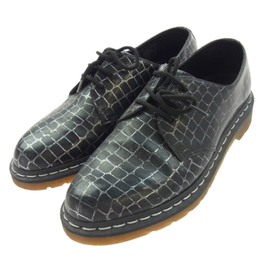 Dr.Martens ドクターマーチン クロコダイル柄 3ホール シューズ ブラック系 UK8【中古】