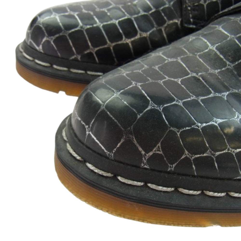 Dr.Martens ドクターマーチン クロコダイル柄 3ホール シューズ ブラック系 UK8【中古】