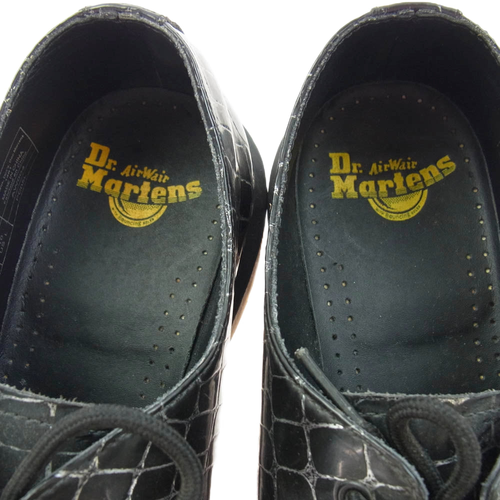 Dr.Martens ドクターマーチン クロコダイル柄 3ホール シューズ ブラック系 UK8【中古】