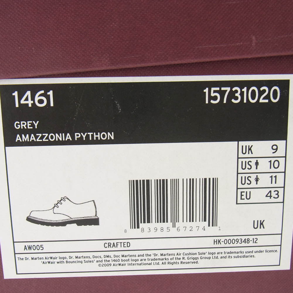 Dr.Martens ドクターマーチン 15731 パイソン柄 3ホール シューズ グレー系 UK9【中古】