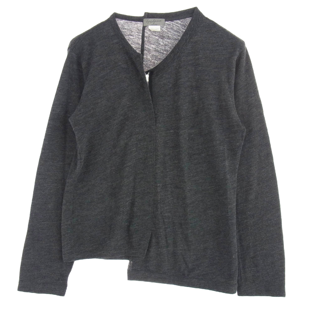 Yohji Yamamoto POUR HOMME ヨウジヤマモトプールオム アシンメトリー ハーフジップ カットソー 長袖 チャコール系【中古】