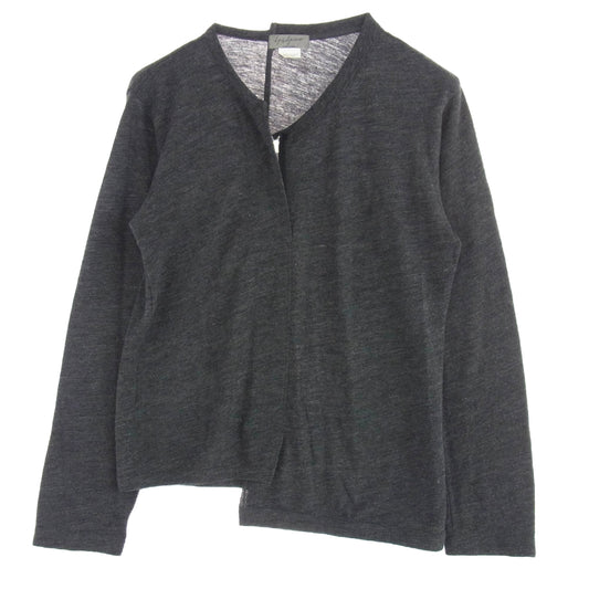 Yohji Yamamoto POUR HOMME ヨウジヤマモトプールオム アシンメトリー ハーフジップ カットソー 長袖 チャコール系【中古】