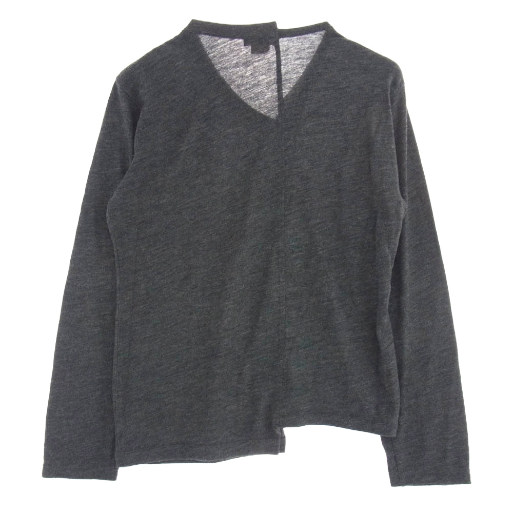 Yohji Yamamoto POUR HOMME ヨウジヤマモトプールオム アシンメトリー ハーフジップ カットソー 長袖 チャコール系【中古】