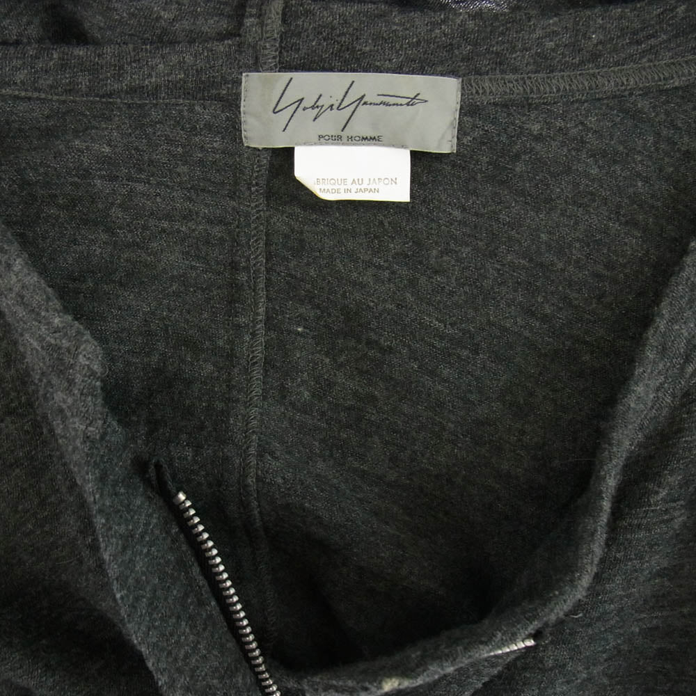 Yohji Yamamoto POUR HOMME ヨウジヤマモトプールオム アシンメトリー ハーフジップ カットソー 長袖 チャコール系【中古】