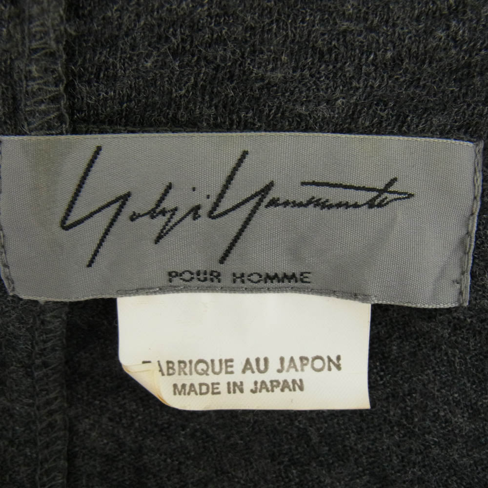 Yohji Yamamoto POUR HOMME ヨウジヤマモトプールオム アシンメトリー ハーフジップ カットソー 長袖 チャコール系【中古】