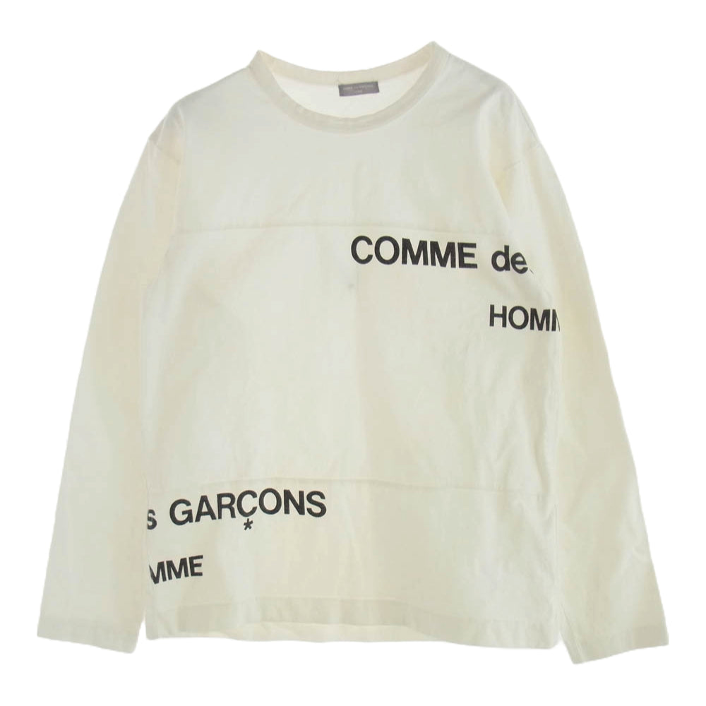 COMME des GARCONS HOMME コムデギャルソンオム 02SS HE-T003 田中オム スプリットロゴ カットソー 長袖 ホワイト系【中古】