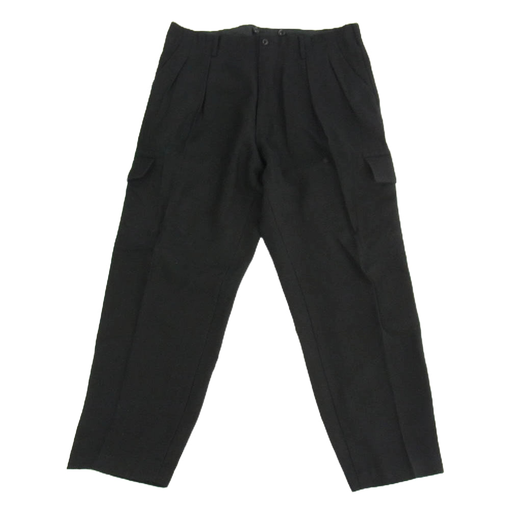 Yohji Yamamoto POUR HOMME ヨウジヤマモトプールオム HP-P01-101 ウール リネン 2タック カーゴ スラックス パンツ ブラック系 2【中古】