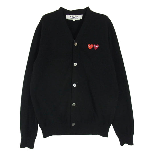 PLAY COMME des GARCONS プレイコムデギャルソン AD2016 AZ-N058 ダブルハート ニット カーディガン ブラック系 L【中古】