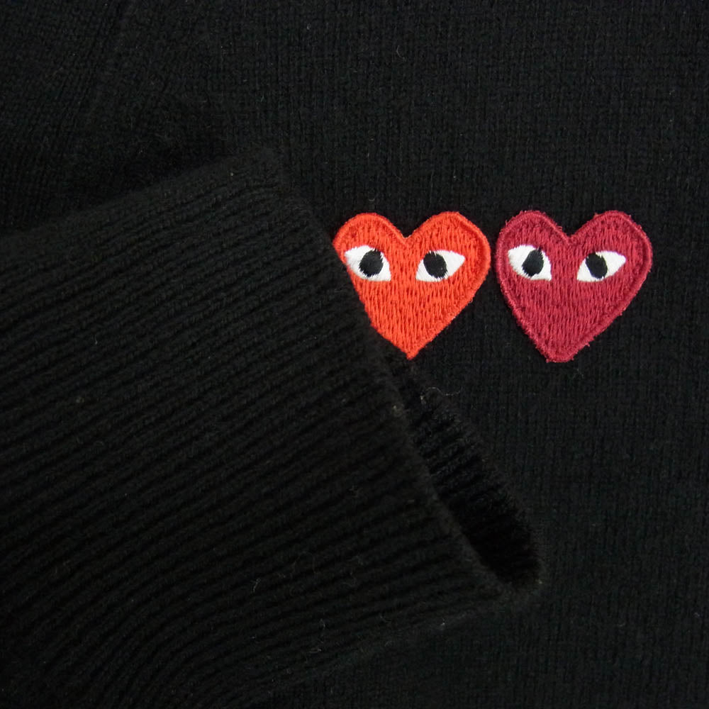 PLAY COMME des GARCONS プレイコムデギャルソン AD2016 AZ-N058 ダブルハート ニット カーディガン ブラック系 L【中古】