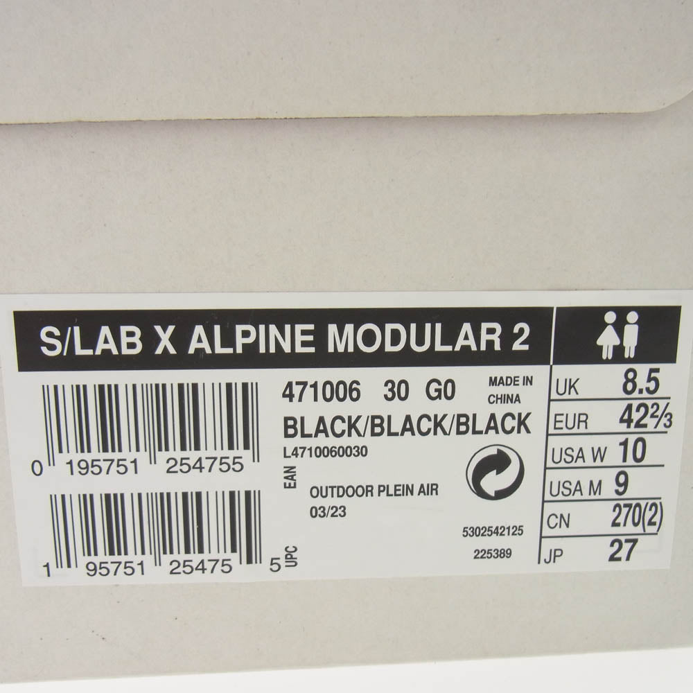 salomon サロモン L47100600 S Lab X Alpine Modular 2 Black アルパイン モジュラー ブラック ハイカット スニーカー ブラック系 27cm【新古品】【未使用】【中古】
