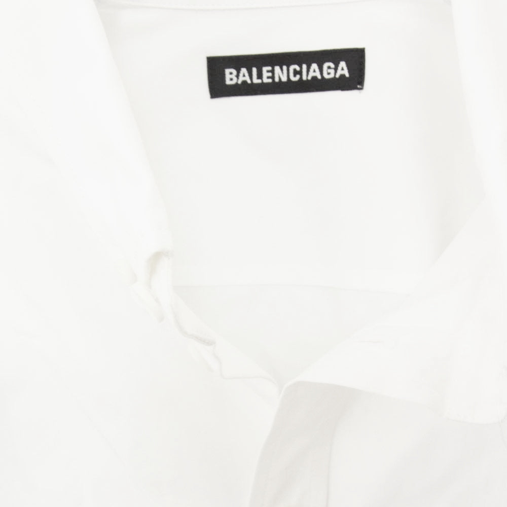 BALENCIAGA バレンシアガ 21SS 642266 TYB18 ボタンダウン 長袖 シャツ ホワイト系 37【中古】