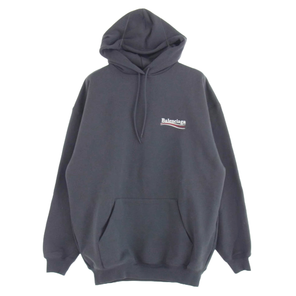 BALENCIAGA バレンシアガ 21AW 578135 TKVI9 Political Campaign Medium Fit Hoodie キャンペーンロゴ 刺繍 フーディ パーカー グレー系 XS【中古】
