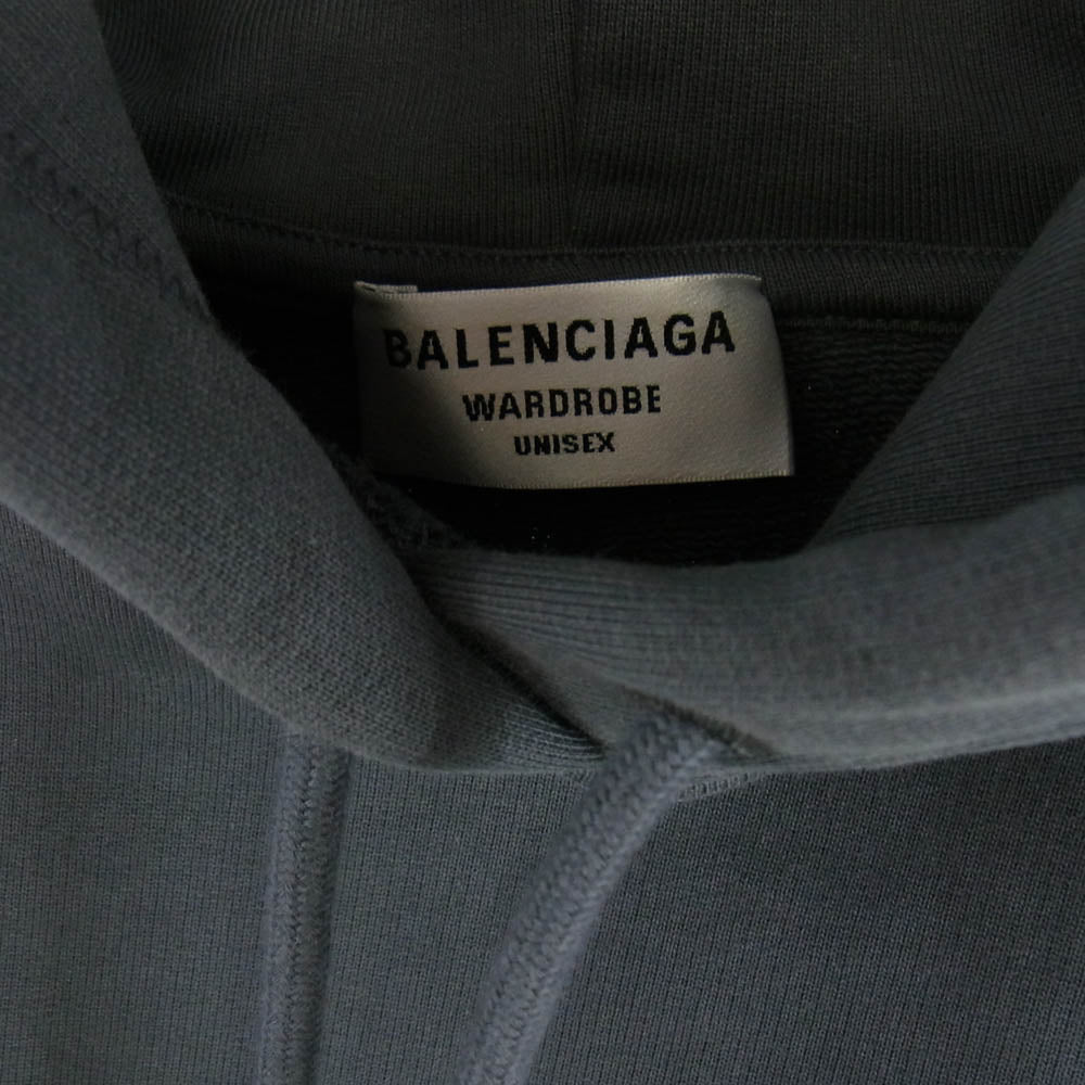 BALENCIAGA バレンシアガ 21AW 578135 TKVI9 Political Campaign Medium Fit Hoodie キャンペーンロゴ 刺繍 フーディ パーカー グレー系 XS【中古】