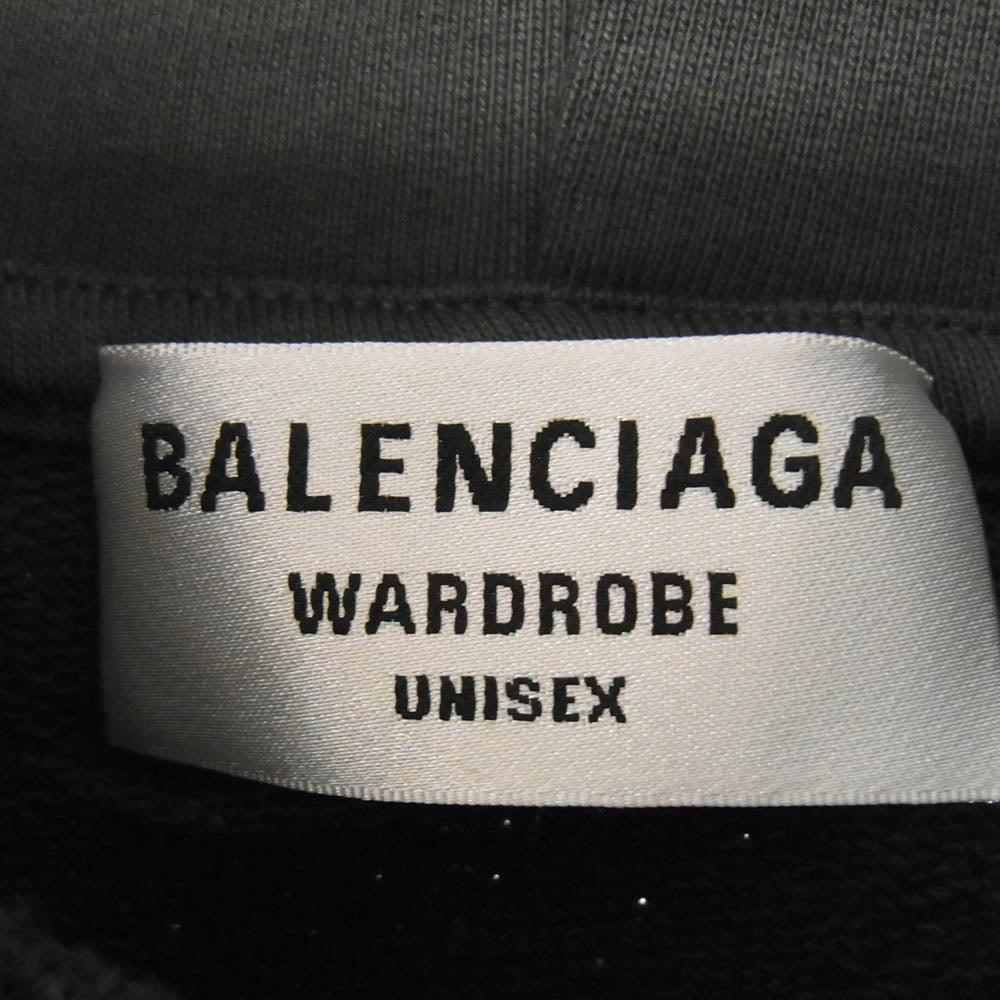BALENCIAGA バレンシアガ 21AW 578135 TKVI9 Political Campaign Medium Fit Hoodie キャンペーンロゴ 刺繍 フーディ パーカー グレー系 XS【中古】