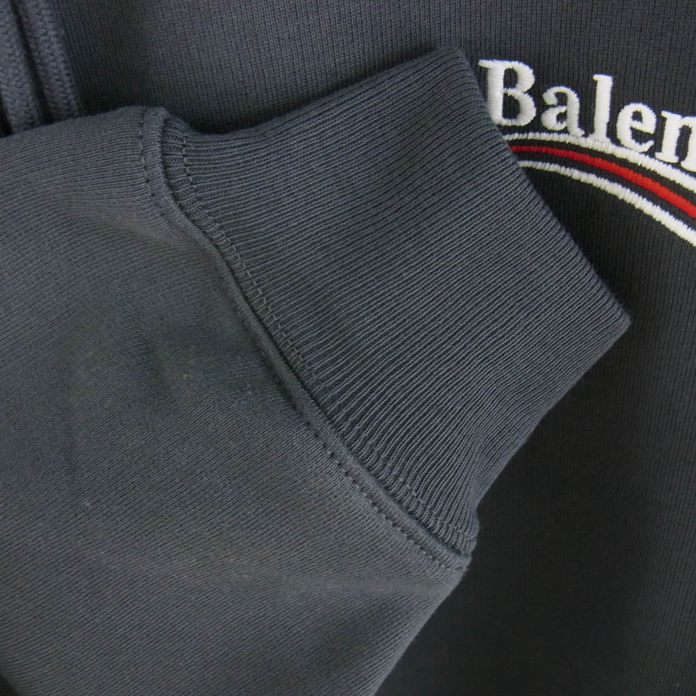 BALENCIAGA バレンシアガ 21AW 578135 TKVI9 Political Campaign Medium Fit Hoodie キャンペーンロゴ 刺繍 フーディ パーカー グレー系 XS【中古】