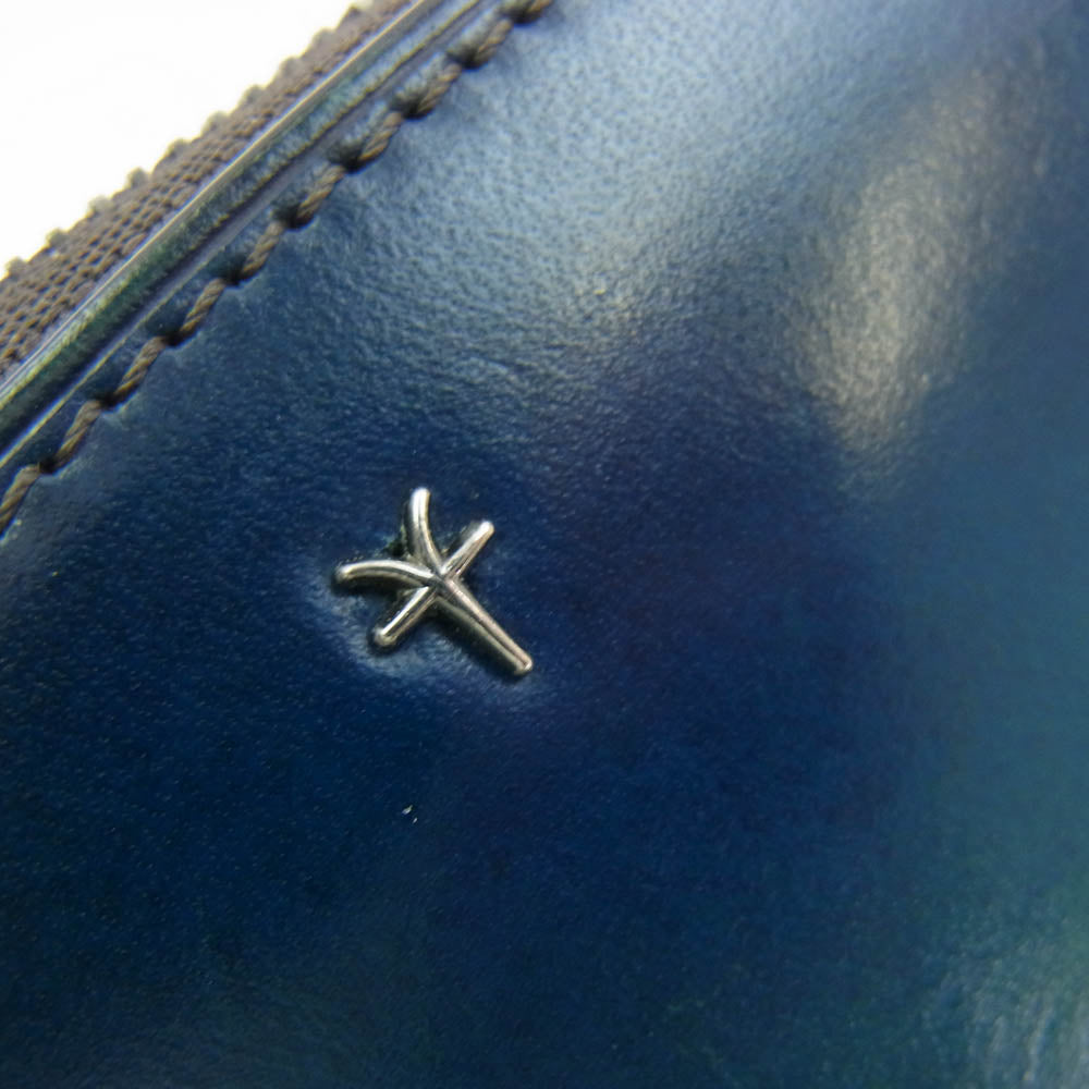 ユハク YFP114-30 Proof Foschia ラウンドファスナー 牛革 レザー ウォレット 長財布 ブルー系 ライトグリーン系【中古】