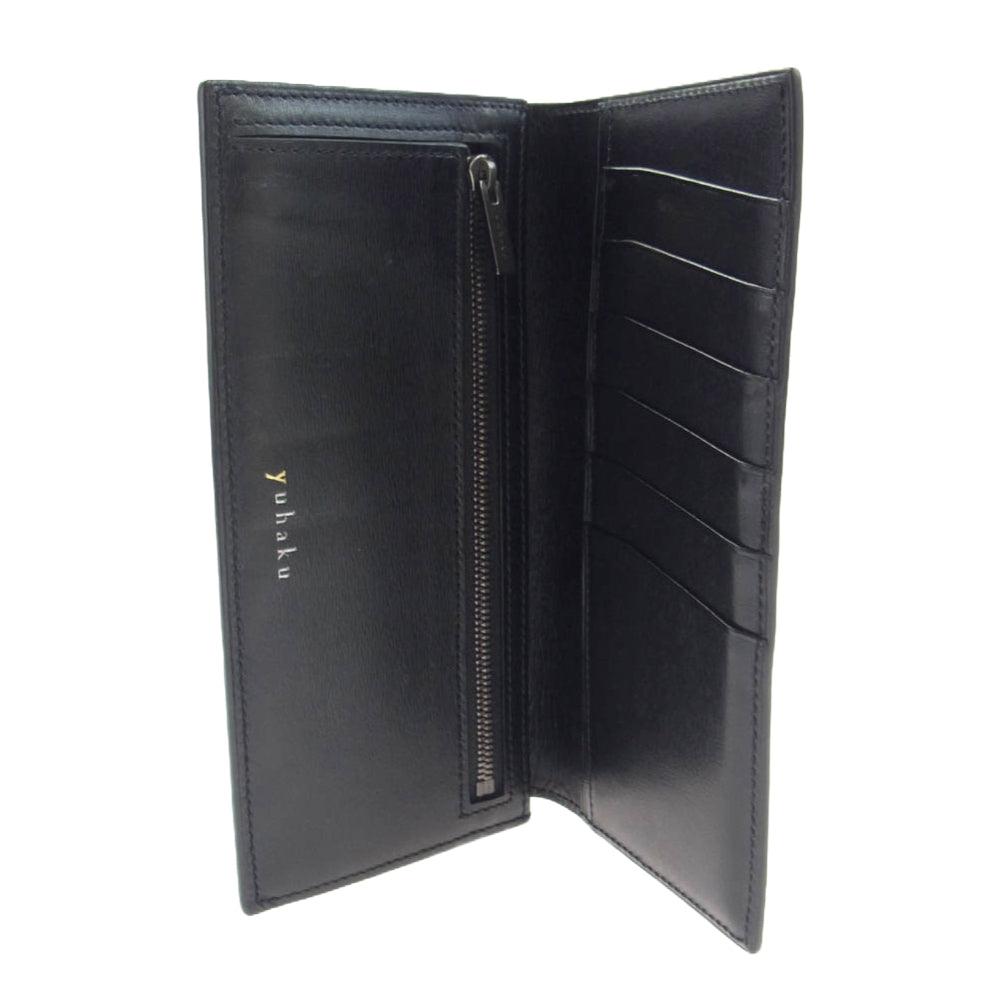 ユハク YLO110-30 Luce e Ombra 牛革 レザー ウォレット 長財布 ブラック系 グリーン系【中古】