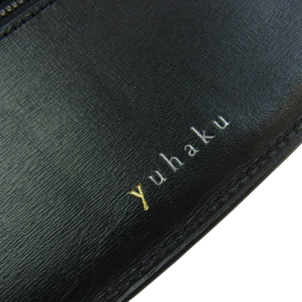 ユハク YLO110-30 Luce e Ombra 牛革 レザー ウォレット 長財布 ブラック系 グリーン系【中古】