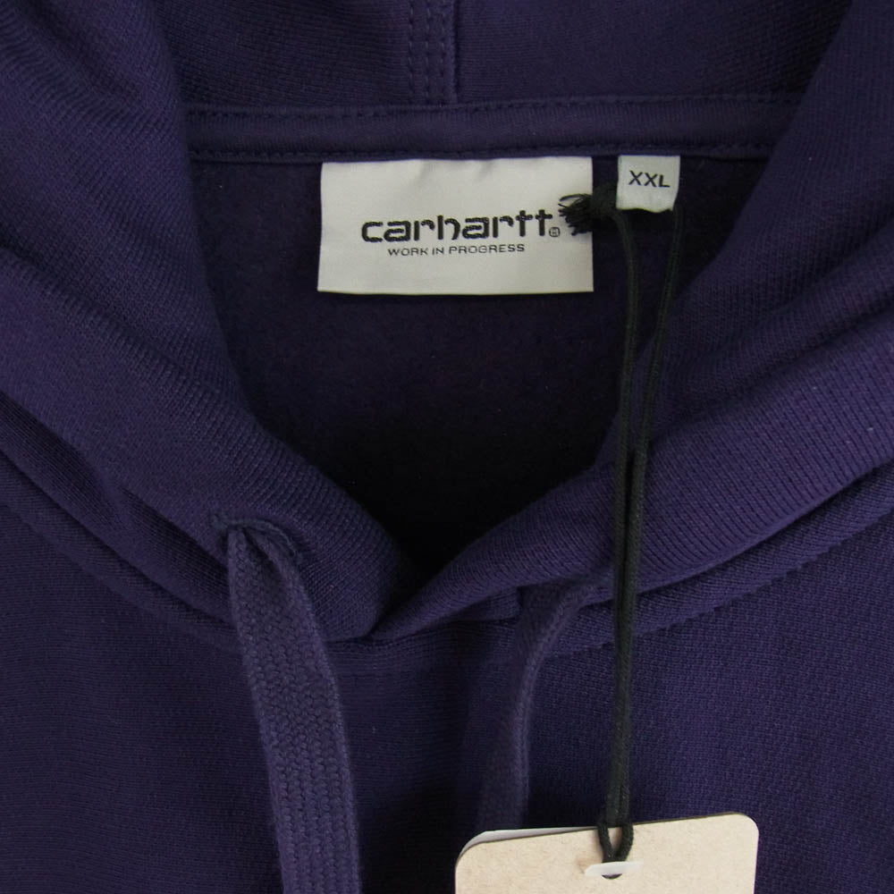 Carhartt カーハート IO28279-23F HOODED AMERICAN SCRIPT SWEATSHIRT フーデッド アメリカン スクリプト スウェットシャツ パープル系 XXL【新古品】【未使用】【中古】