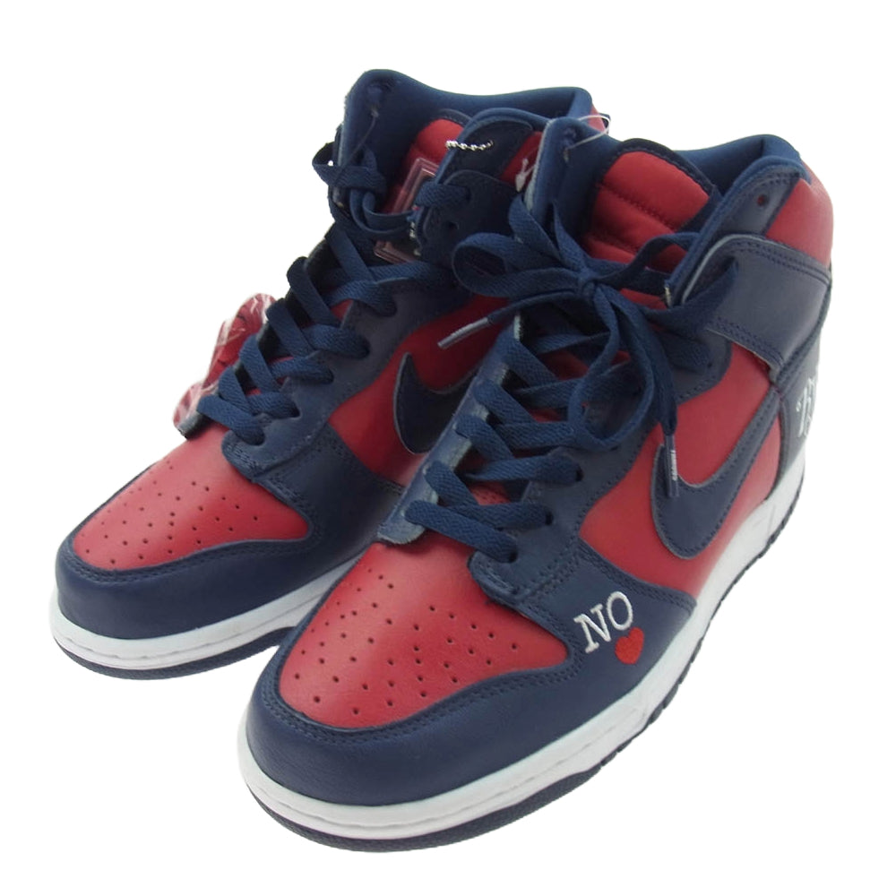 Supreme シュプリーム DN3741-600 × Nike SB Dunk High By Any Means Red Navy White ナイキ SB ダンク ハイ バイ エニー ミーンズ ハイカットスニーカー レッド系 ネイビー系 26.5cm【美品】【中古】