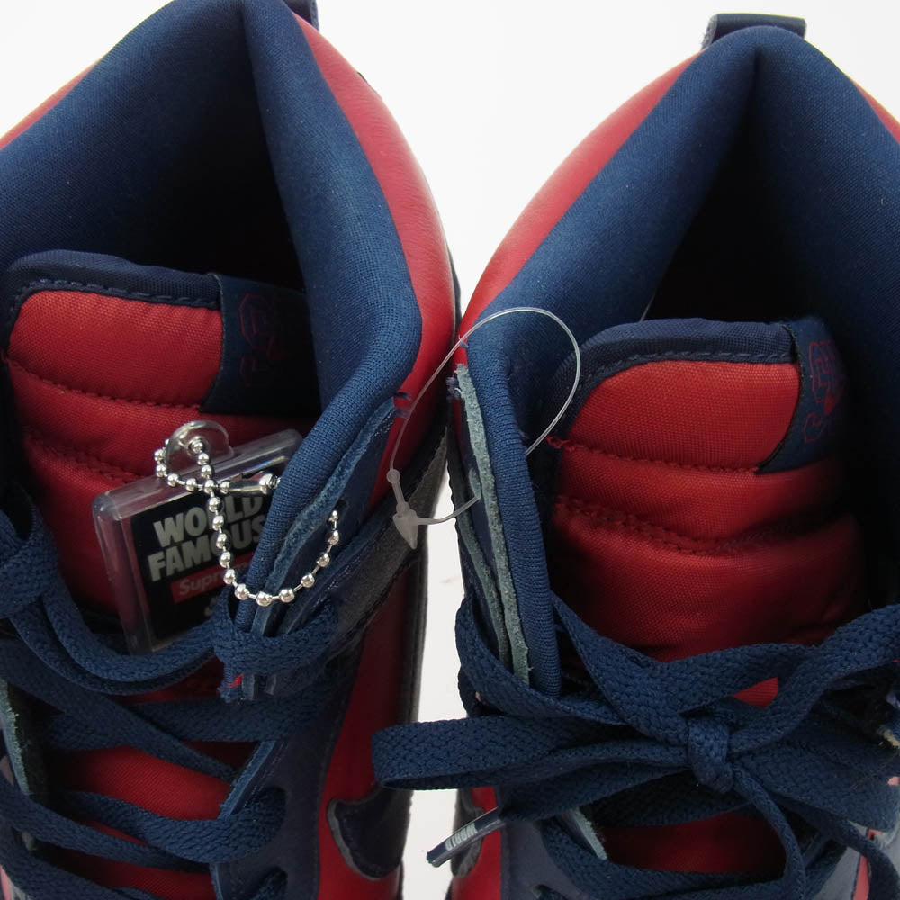 Supreme シュプリーム DN3741-600 × Nike SB Dunk High By Any Means Red Navy White ナイキ SB ダンク ハイ バイ エニー ミーンズ ハイカットスニーカー レッド系 ネイビー系 26.5cm【美品】【中古】