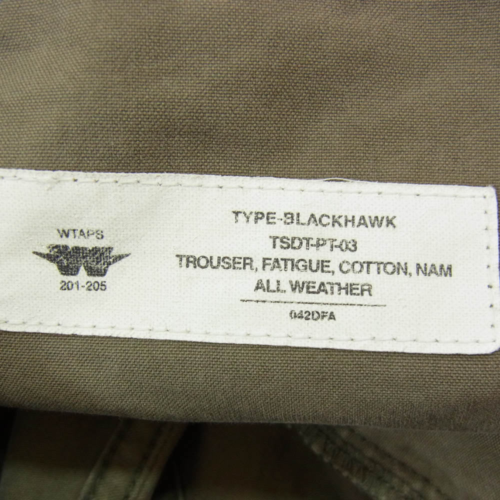 WTAPS ダブルタップス TSDT-PT03 BLACK HAWK TROUSERS FATIGUE ブラック ホーク ファティーグ カーゴ パンツ カーキ系 サイズ表記無【中古】