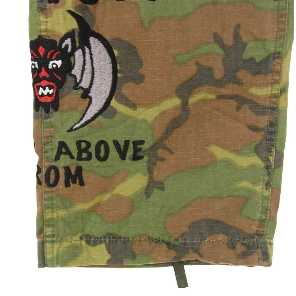 WTAPS ダブルタップス JUNGLE STOCK CAMO CARGO PANTS ジャングル ストック カモ DAMON刺繡 カーゴ パンツ カーキ系 サイズ表記無【中古】