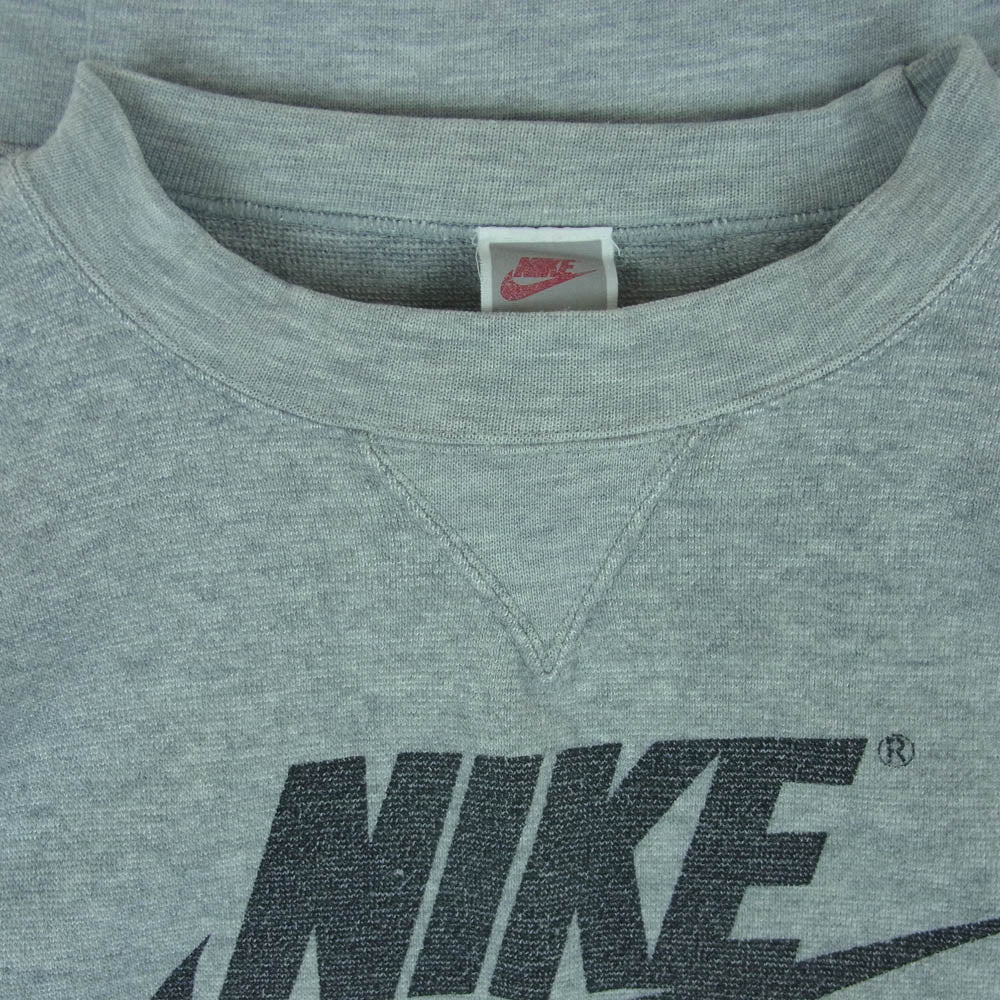 NIKE ナイキ 90s 銀タグ 日本製 前汗止め付 プリント スウェット トレーナー グレー系 L【中古】