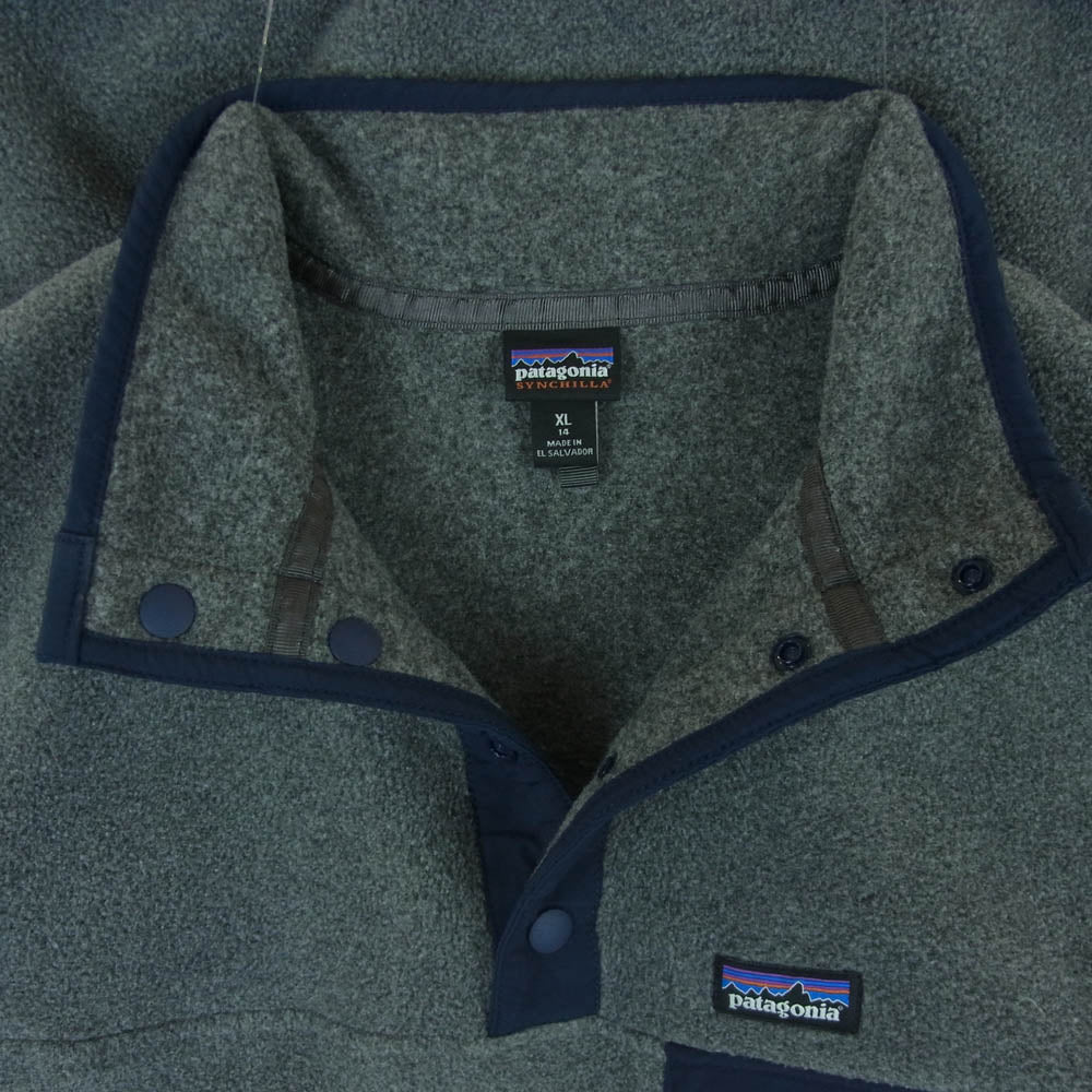 patagonia パタゴニア 65572 Boys Lightweight Synchilla Snap-T Ppullover キッズ 子供用 ライトウェイト シンチラ スナップＴ プルオーバー フリース ジャケット グレー系 XL 14【中古】