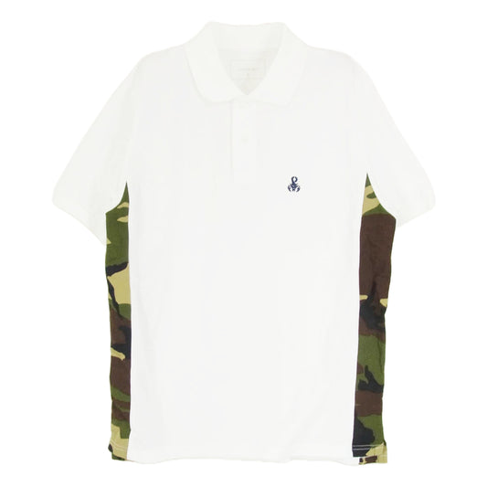 SOPHNET. ソフネット SOPH-160082 胸元刺繍 サイド カモフラージュ切替 半袖 ポロシャツ ホワイト系 S【中古】