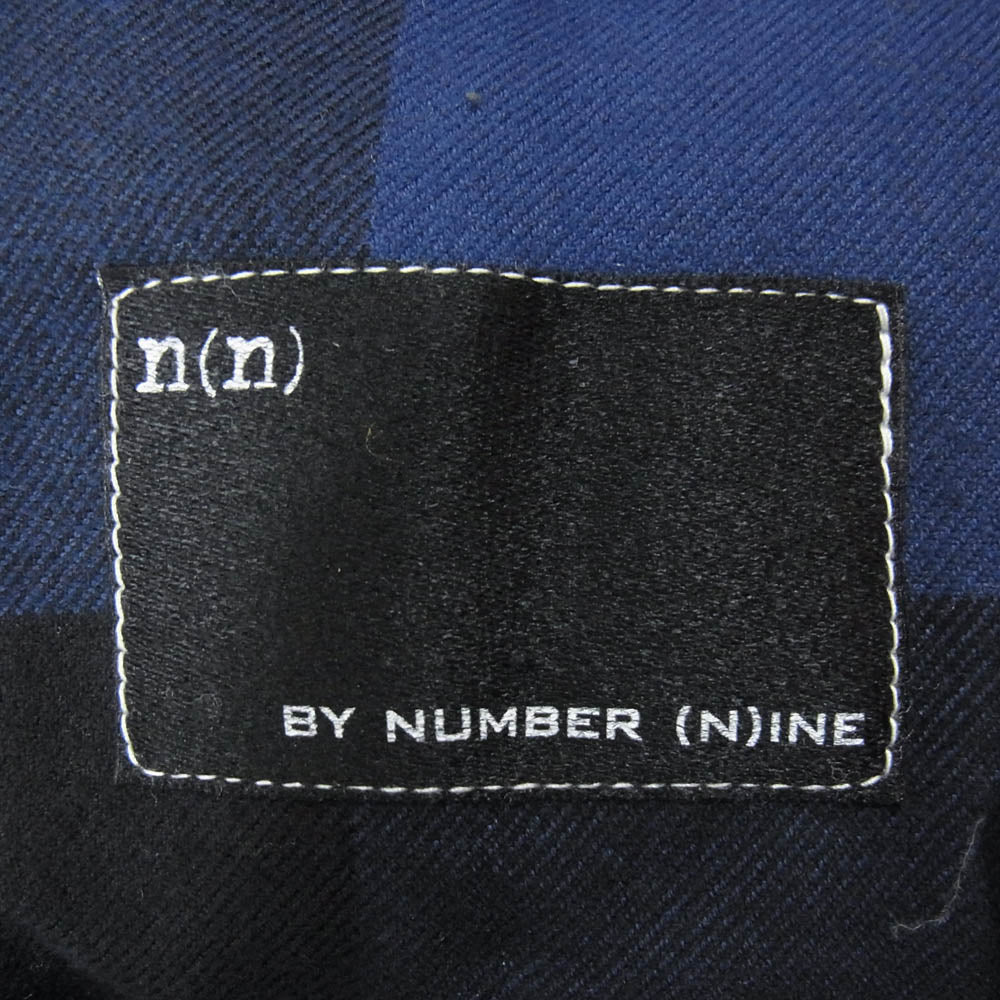 NUMBER(N)INE ナンバーナイン 代理店KOOKSタグ 裏地音符 裏地チェック切替 コットン ウール チェスターコート ネイビー系 3【中古】