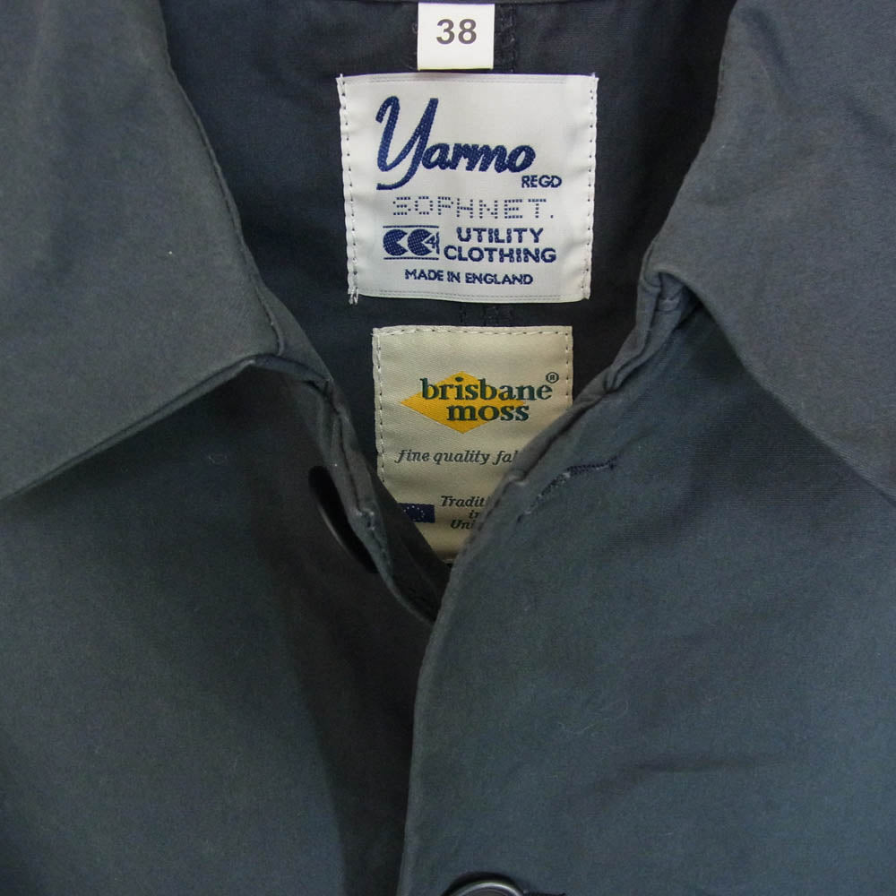 SOPHNET. ソフネット 19SS SOPH-190006 × YARMO ヤーモ BRISBANE MOSS DUSTER COAT ステンカラー ショップ コート ダスターコート ネイビー系 38【中古】
