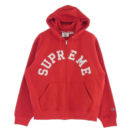 Supreme シュプリーム 24ss × champion zip up hooded sweatshirt チャンピオン ジップ アップ フーデット スウェット パーカー レッド系 M レッド系 M【新古品】【未使用】【中古】