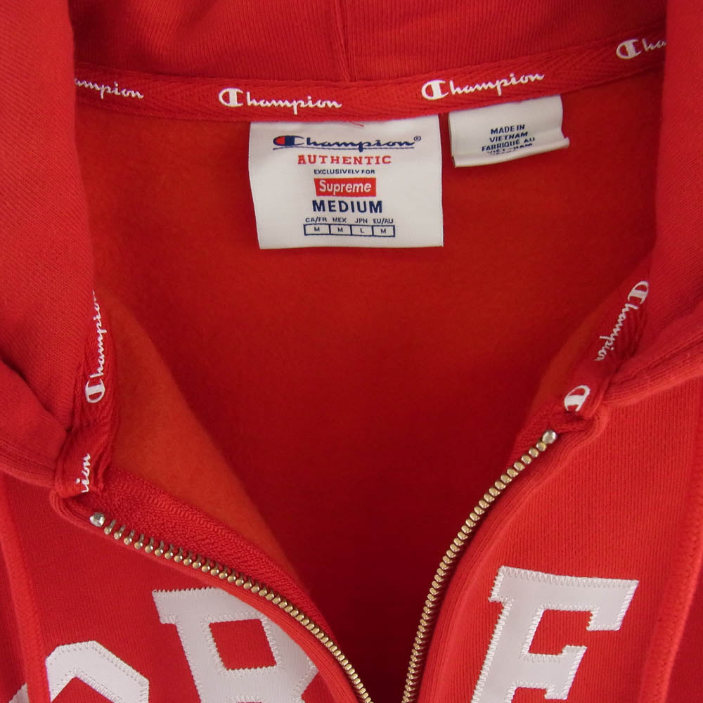 Supreme シュプリーム 24ss × champion zip up hooded sweatshirt チャンピオン ジップ アップ フーデット スウェット パーカー レッド系 M レッド系 M【新古品】【未使用】【中古】