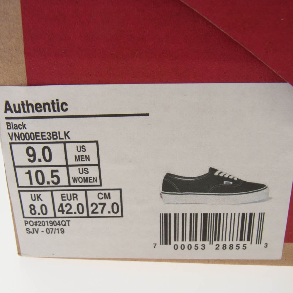 VANS バンズ VN000EE3BLK Authentic オーセンティック スニーカー ブラック系 27cm【中古】