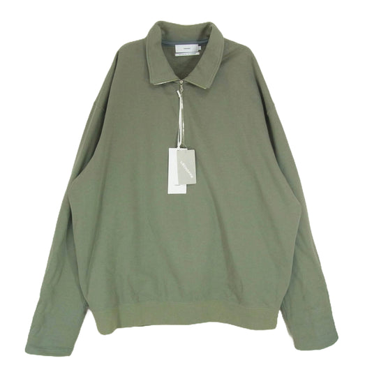 GRAPHPAPER グラフペーパー 22AW GU223-70106 Compact Terry Roll Up Sleeve Half Zip コンパクト テリー ロールアップスリーブ ハーフジップ スウェット カーキ系 F【中古】