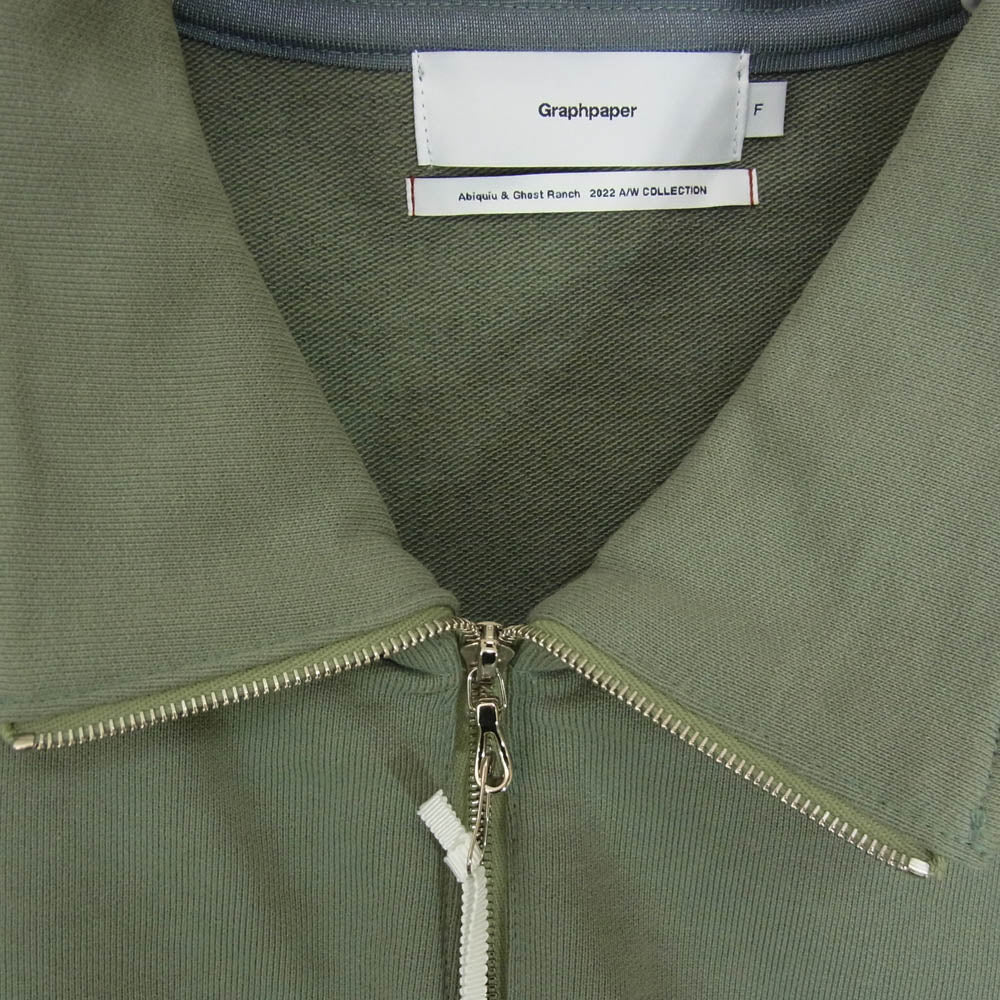 GRAPHPAPER グラフペーパー 22AW GU223-70106 Compact Terry Roll Up Sleeve Half Zip コンパクト テリー ロールアップスリーブ ハーフジップ スウェット カーキ系 F【中古】