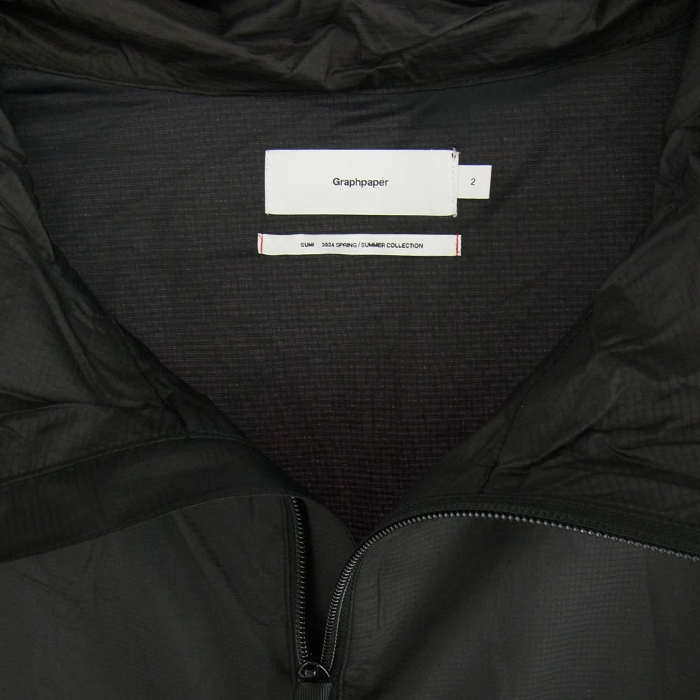 GRAPHPAPER グラフペーパー 24SS GM241-30055 PERTEX QUANTUM AIR Ripstop Hooded Jacket パーテックス リップストップ フーデッド ジャケット ブラック系 2【中古】