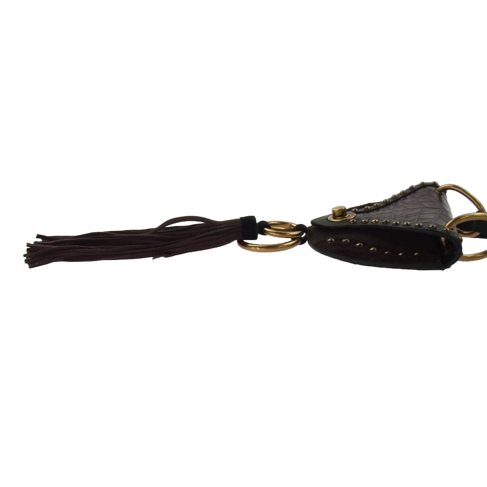 DSQUARED2 ディースクエアード クロコダイル柄 レザー フリンジ ショルダーバッグ ブラウン系【中古】