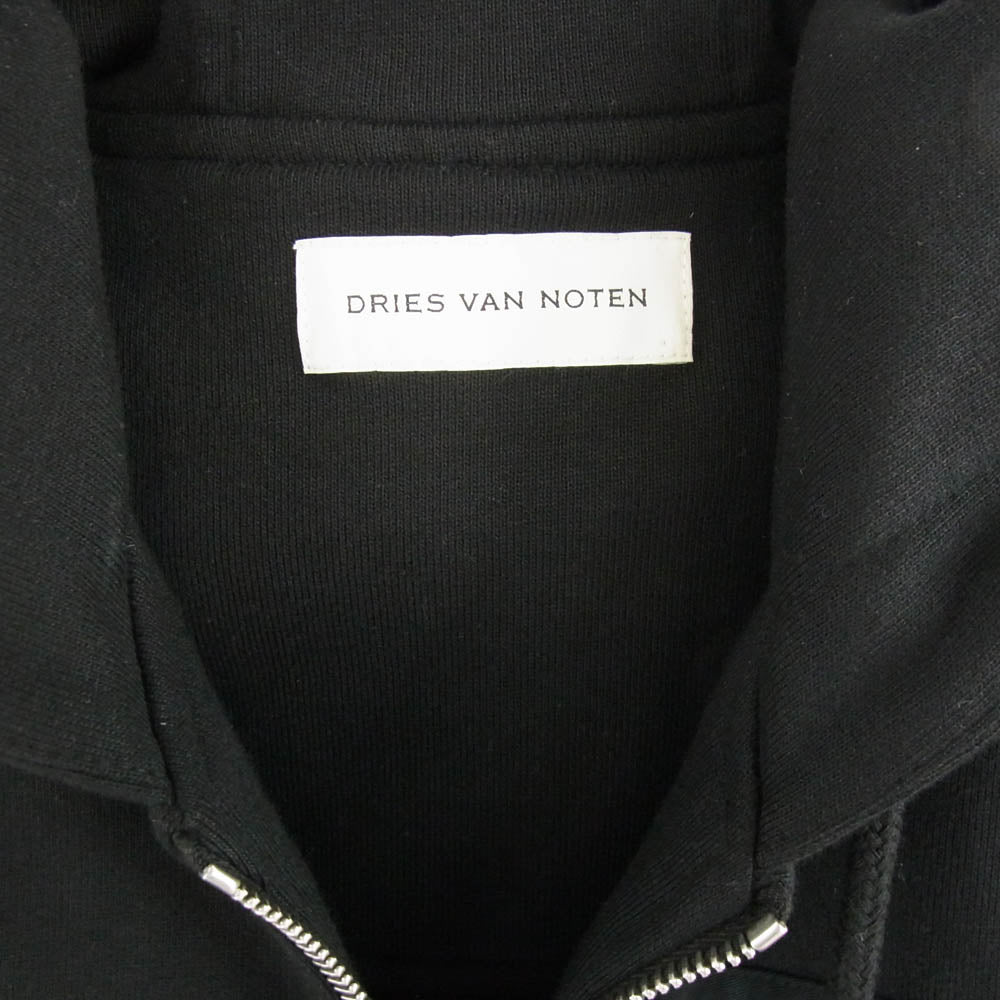 DRIES VAN NOTEN ドリスヴァンノッテン HARRINE EMB SWEAT JACKET ロゴ刺繍 ジップアップ フーディ パーカー ブラック系 ゴールド系 M【中古】